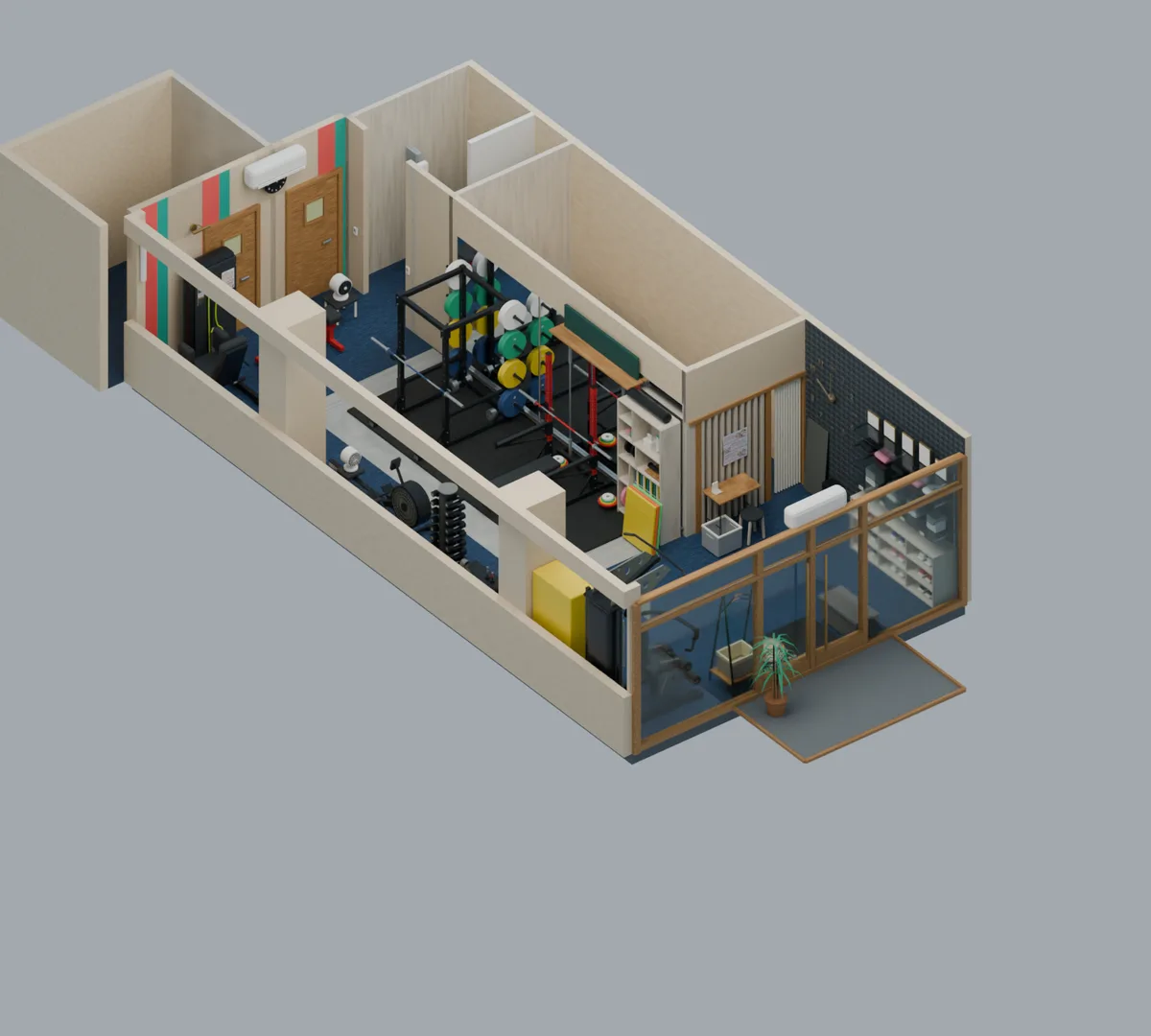 Hoppyの入口から奥までを見渡せる3Dの店内俯瞰図